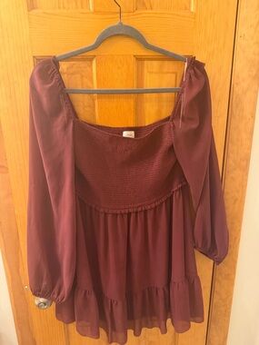 Wilfred Burgundy Off-the-Shoulder Smocked Tunic
